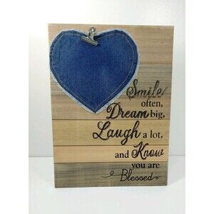 LOVE Heart Stand Clip Photo Card Memo Clip Place Card Holder wood plank New